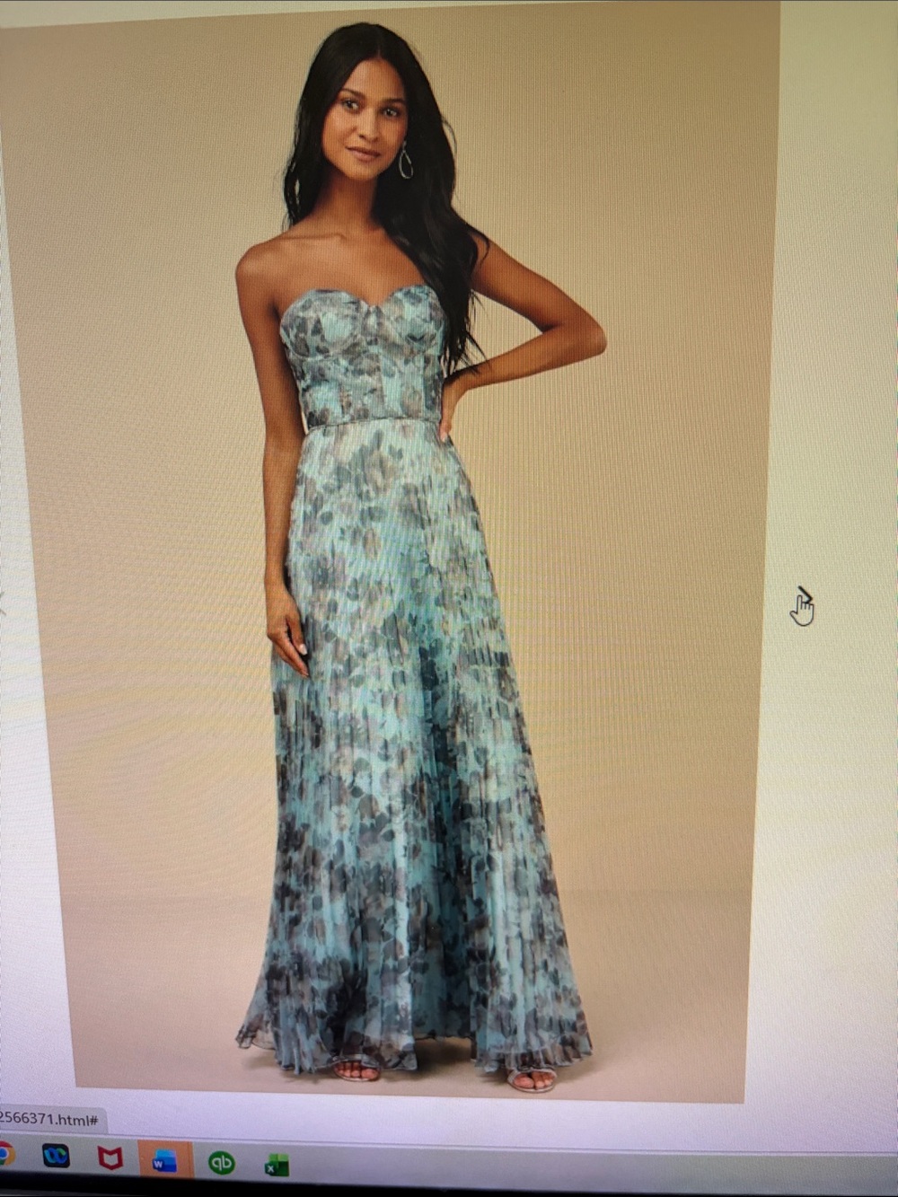 Lulu's Strapless Blue-Grey Floral Maxi Gown - Picture 5 of 5